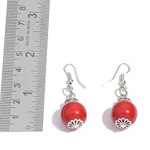Red and Orange Chroma, Austrian Crystal Charm Stretch Bracelet and Earrings in Silvertone and Stainless Steel with Velvet Pouch