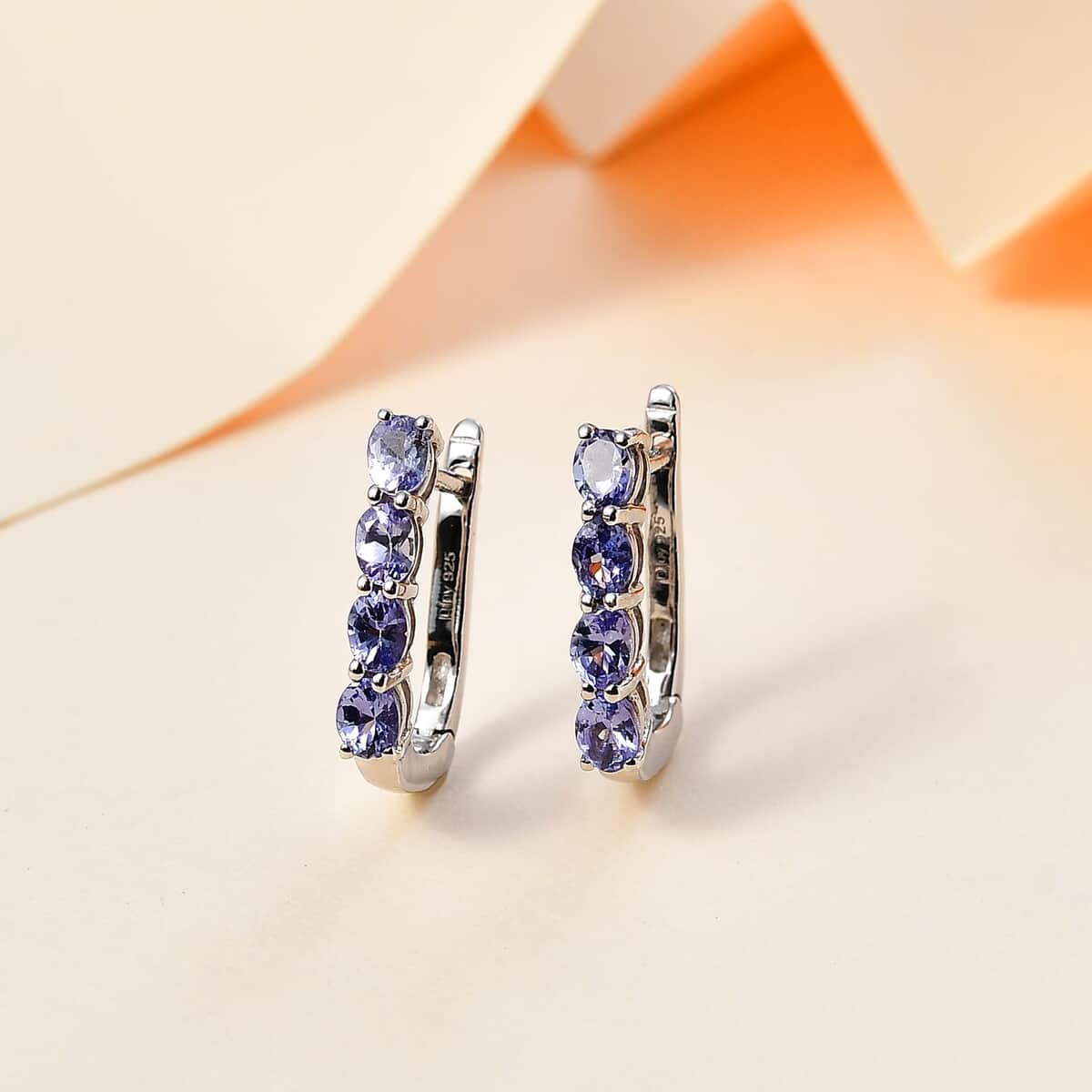 Tanzanite 1.35 ctw Earrings in Platinum Over Sterling Silver image number 1