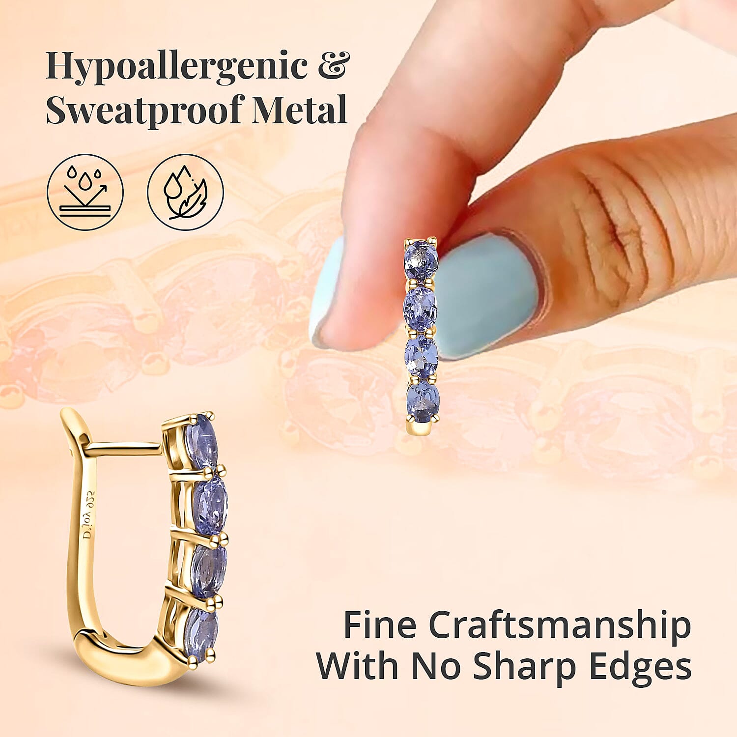 D'Joy Tanzanite 1.15 ctw Huggie Hoop Earrings in 14K YG Over Sterling Silver