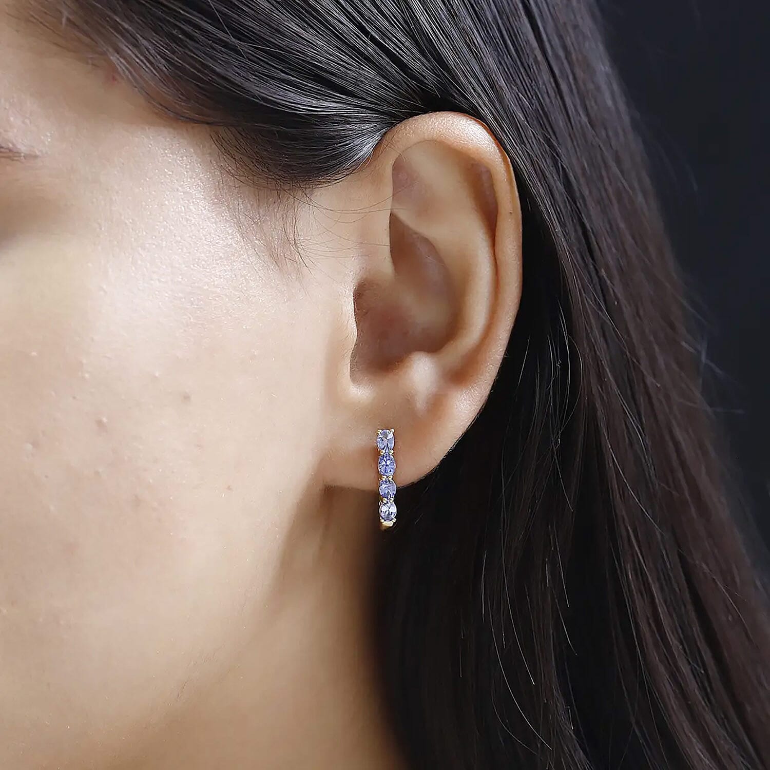 D'Joy Tanzanite 1.15 ctw Huggie Hoop Earrings in 14K YG Over Sterling Silver