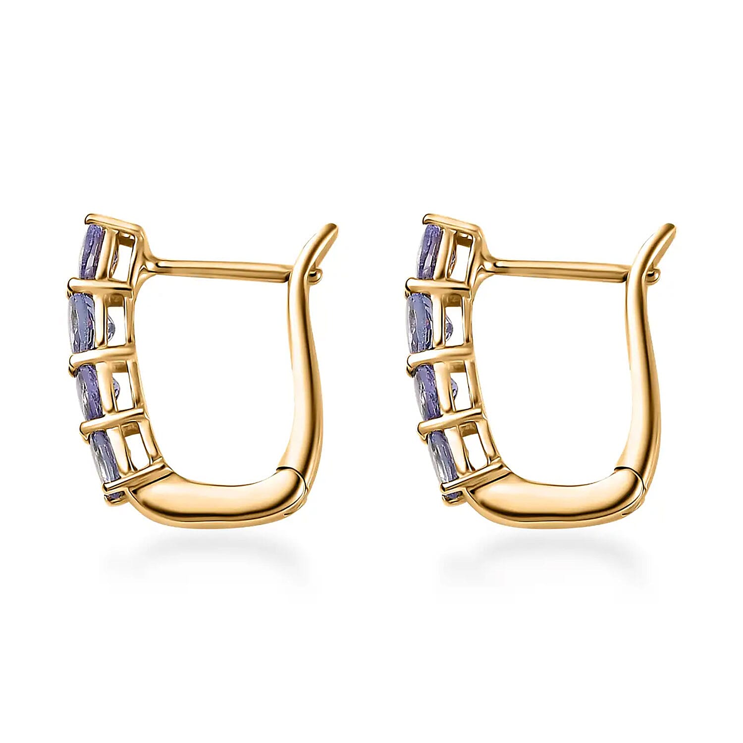 D'Joy Tanzanite 1.15 ctw Huggie Hoop Earrings in 14K YG Over Sterling Silver
