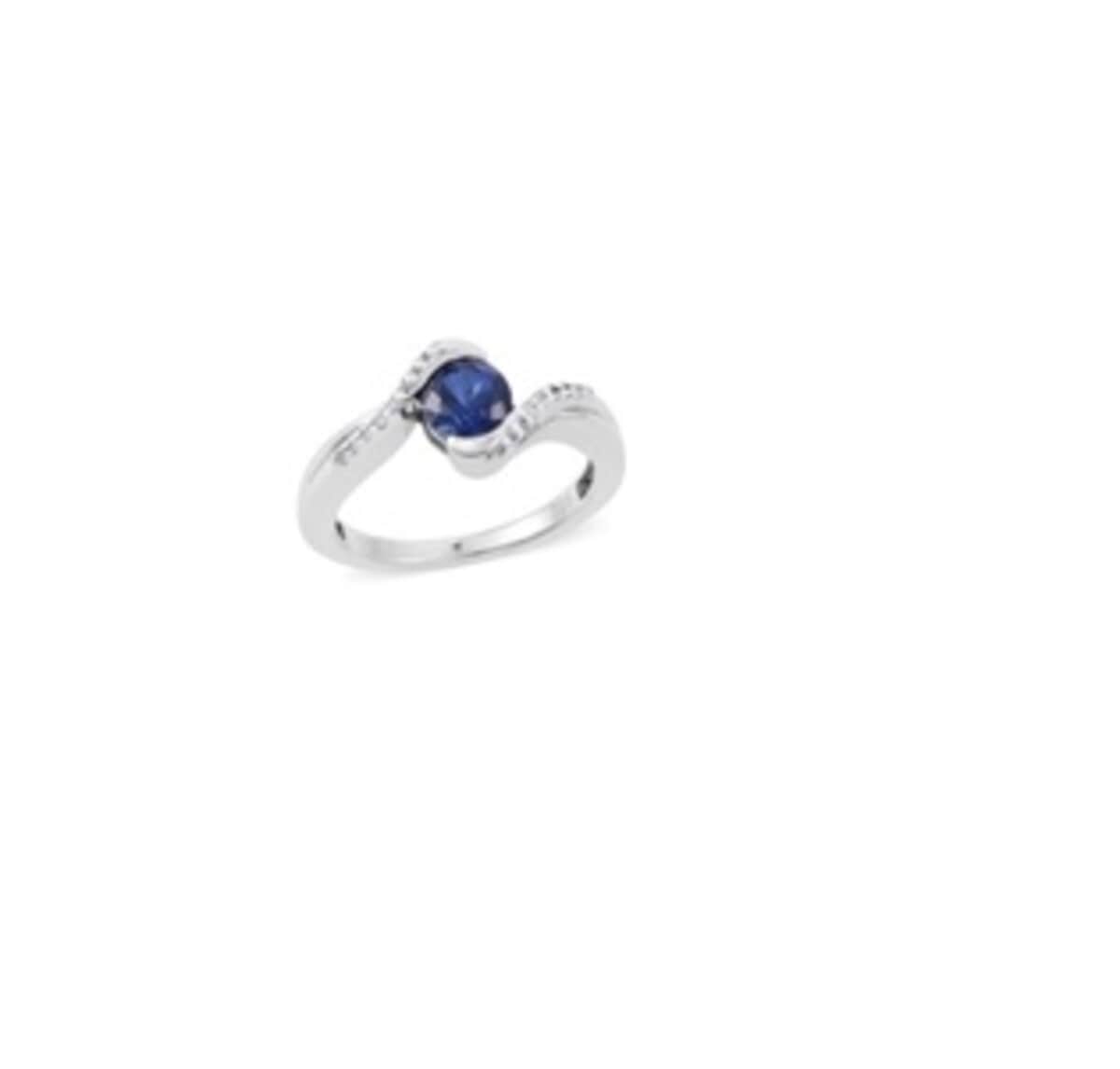 Lab Created Blue Sapphire and Lab Created White Sapphire Ring in Sterling Silver (Size 7.0) image number 0