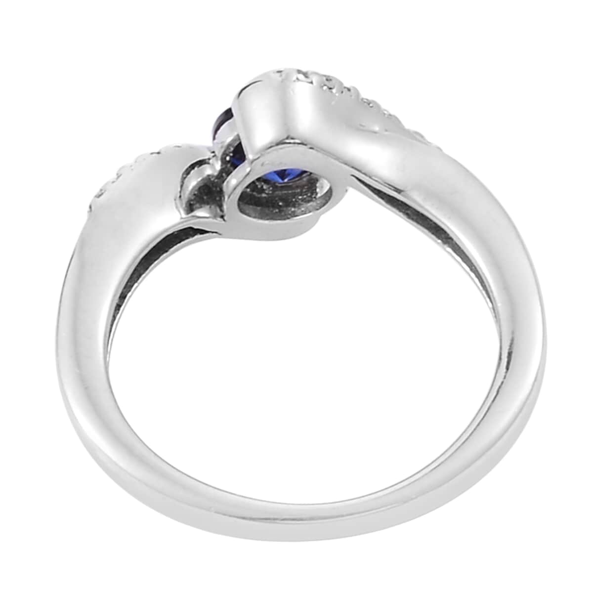 Lab Created Blue Sapphire and Lab Created White Sapphire Ring in Sterling Silver (Size 7.0) image number 2