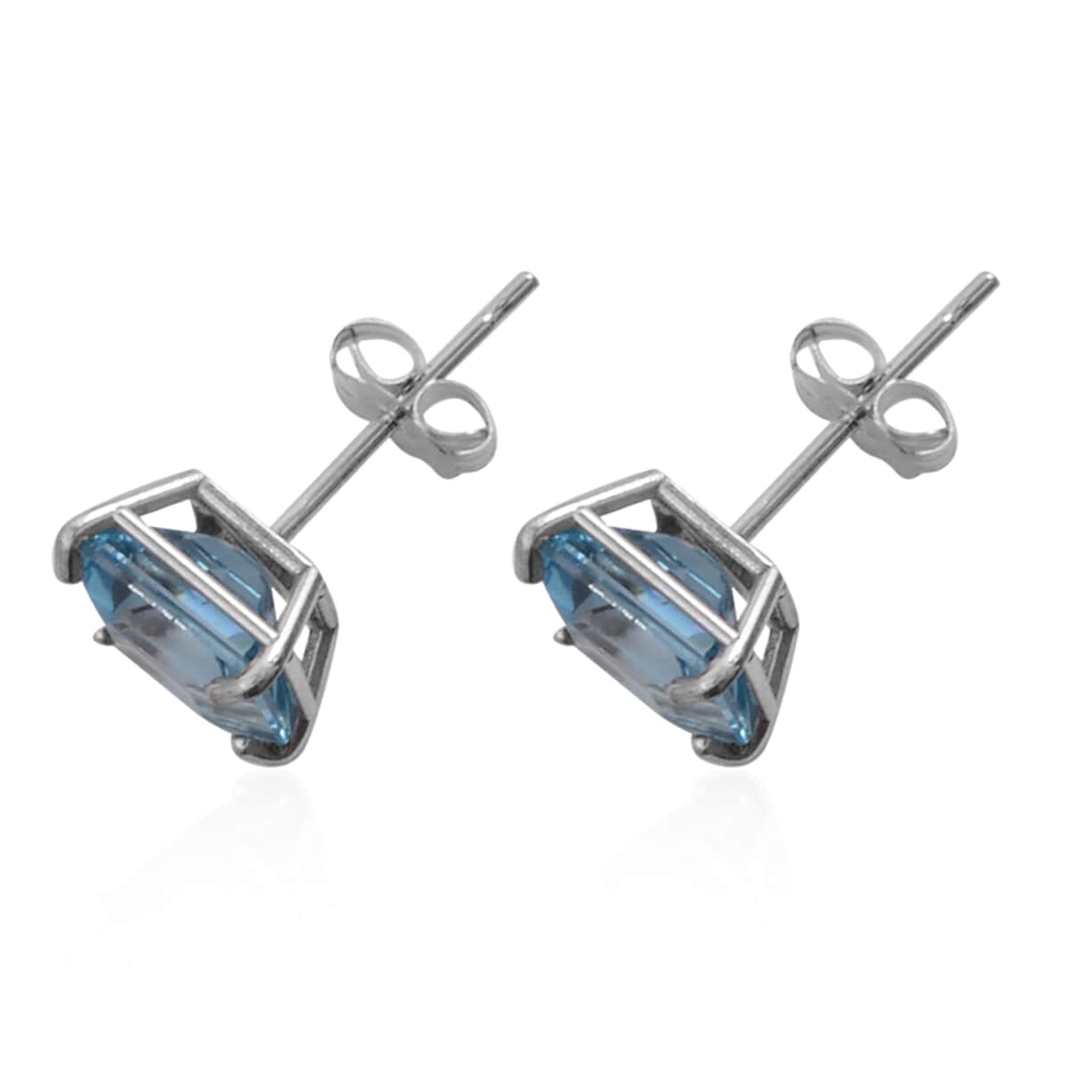 10K White Gold Swiss Blue Topaz Earrings 2.80 ctw image number 1