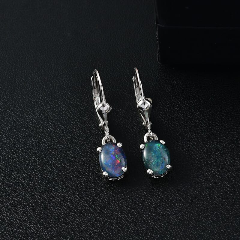 D'Joy Boulder Opal Triplet 1.90 ctw Earrings in Platinum Over Sterling Silver