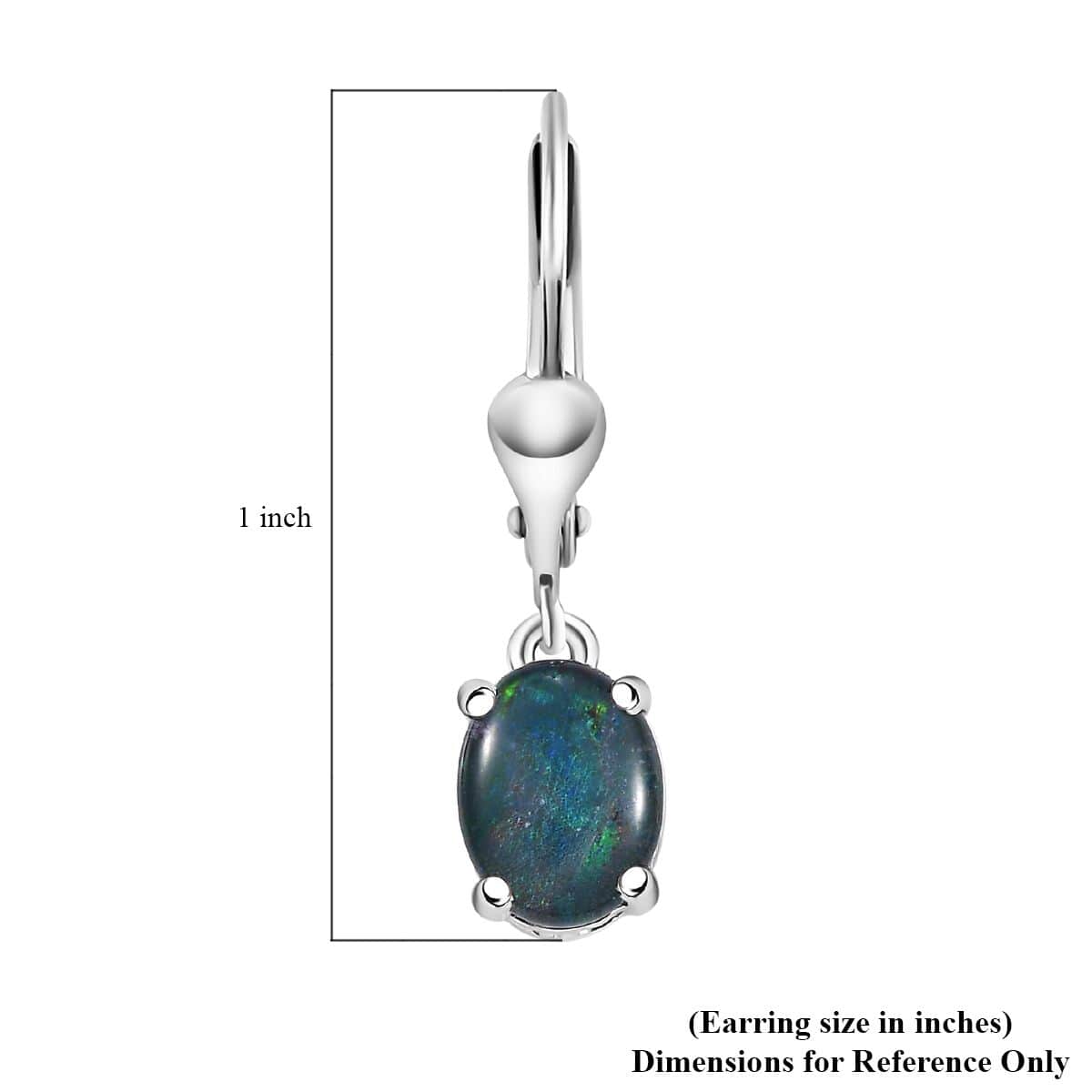 Boulder Opal Triplet 1.90 ctw Earrings in Platinum Over Sterling Silver image number 5