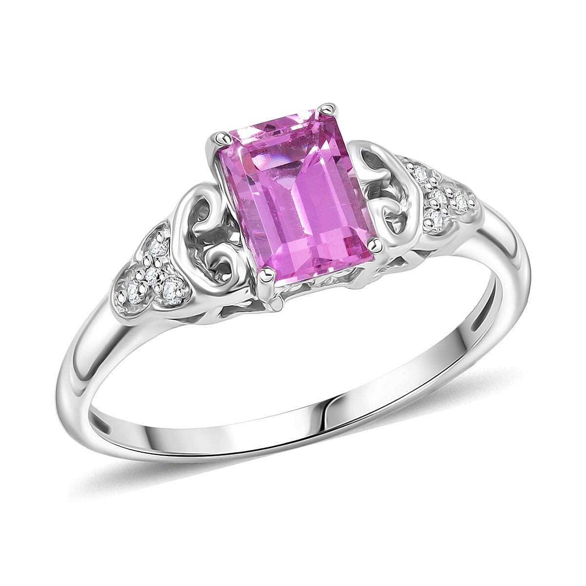 Lab Created Pink and White Sapphire Earrings, Ring Size 7 and Pendant in Sterling Silver