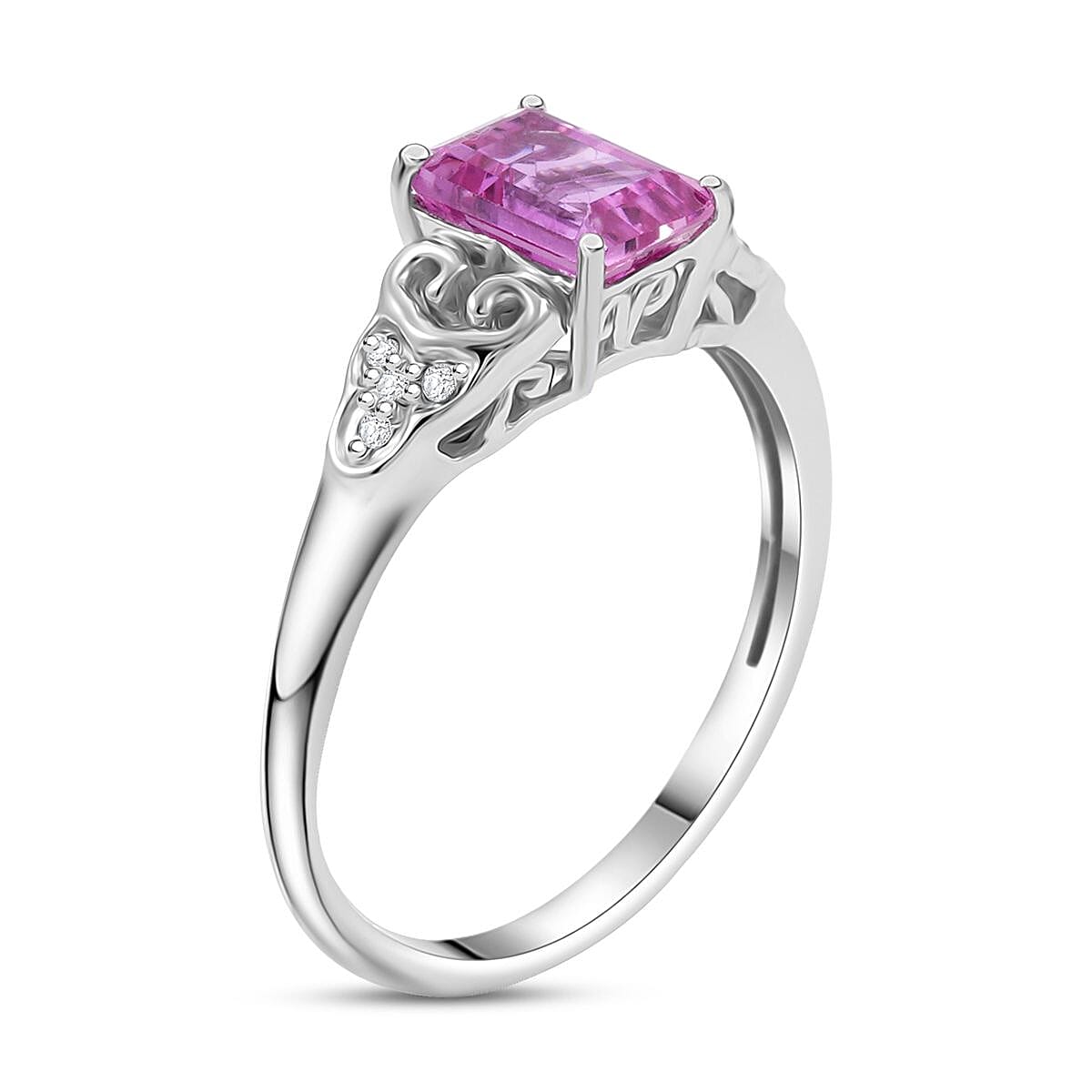 Lab Created Pink and White Sapphire Earrings, Ring Size 7 and Pendant in Sterling Silver