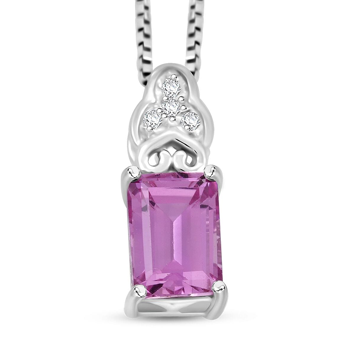 Lab Created Pink and White Sapphire Earrings, Ring Size 7 and Pendant in Sterling Silver