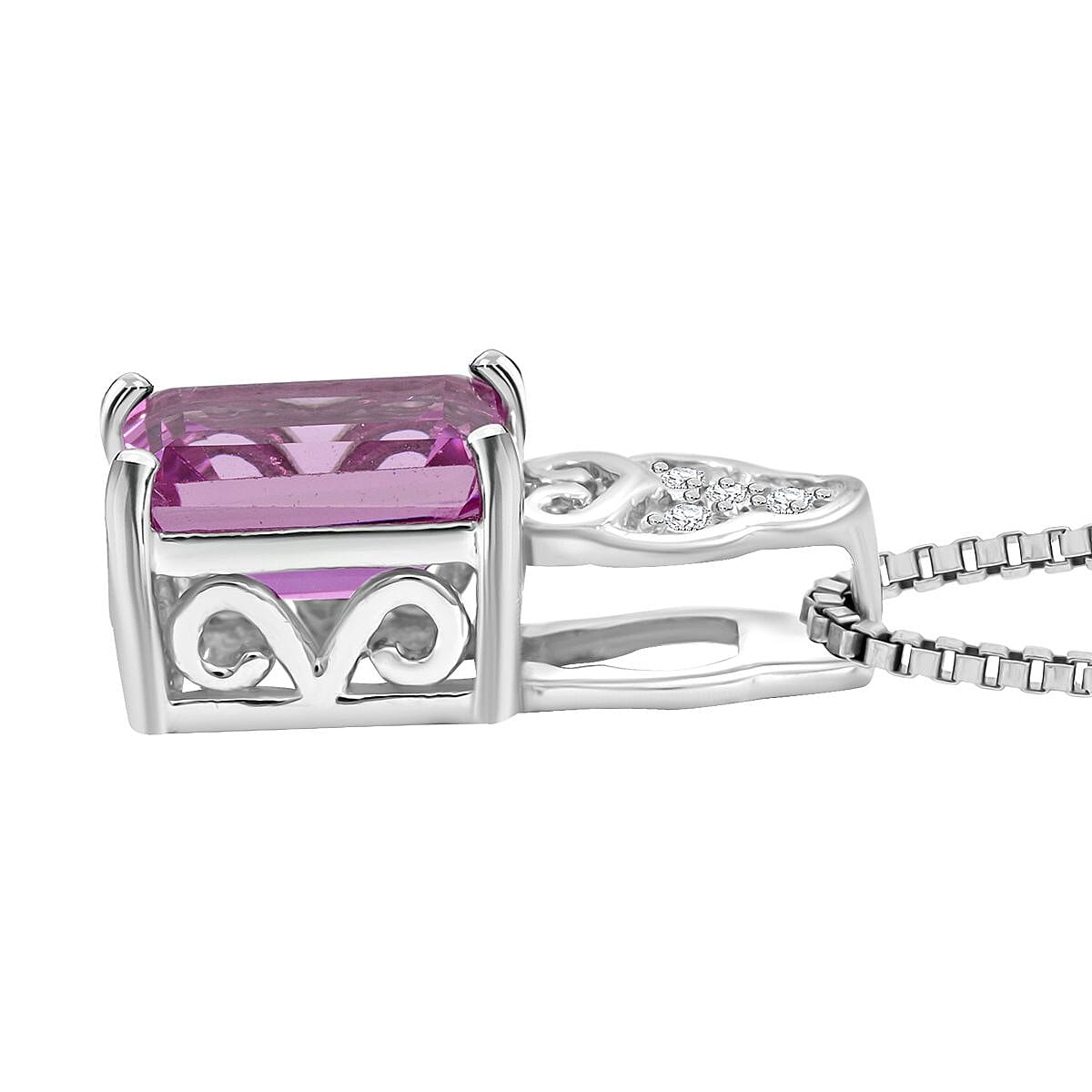Lab Created Pink and White Sapphire Earrings, Ring Size 7 and Pendant in Sterling Silver