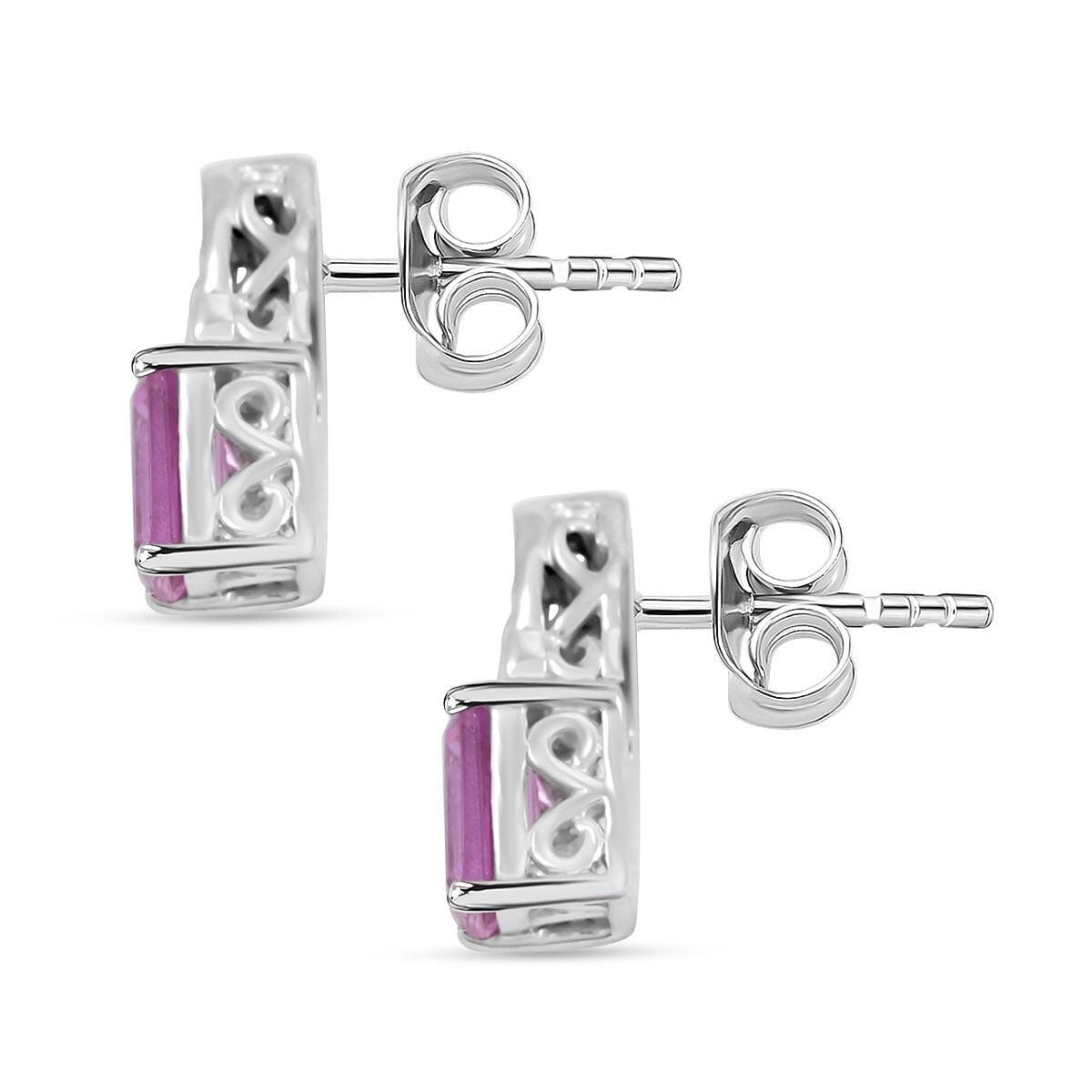 Lab Created Pink and White Sapphire Earrings, Ring Size 7 and Pendant in Sterling Silver