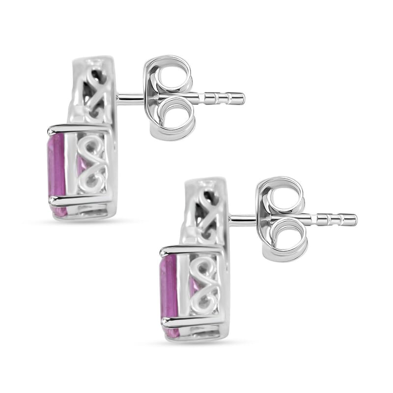 Lab Created Pink and White Sapphire Earrings, Ring Size 7 and Pendant in Sterling Silver