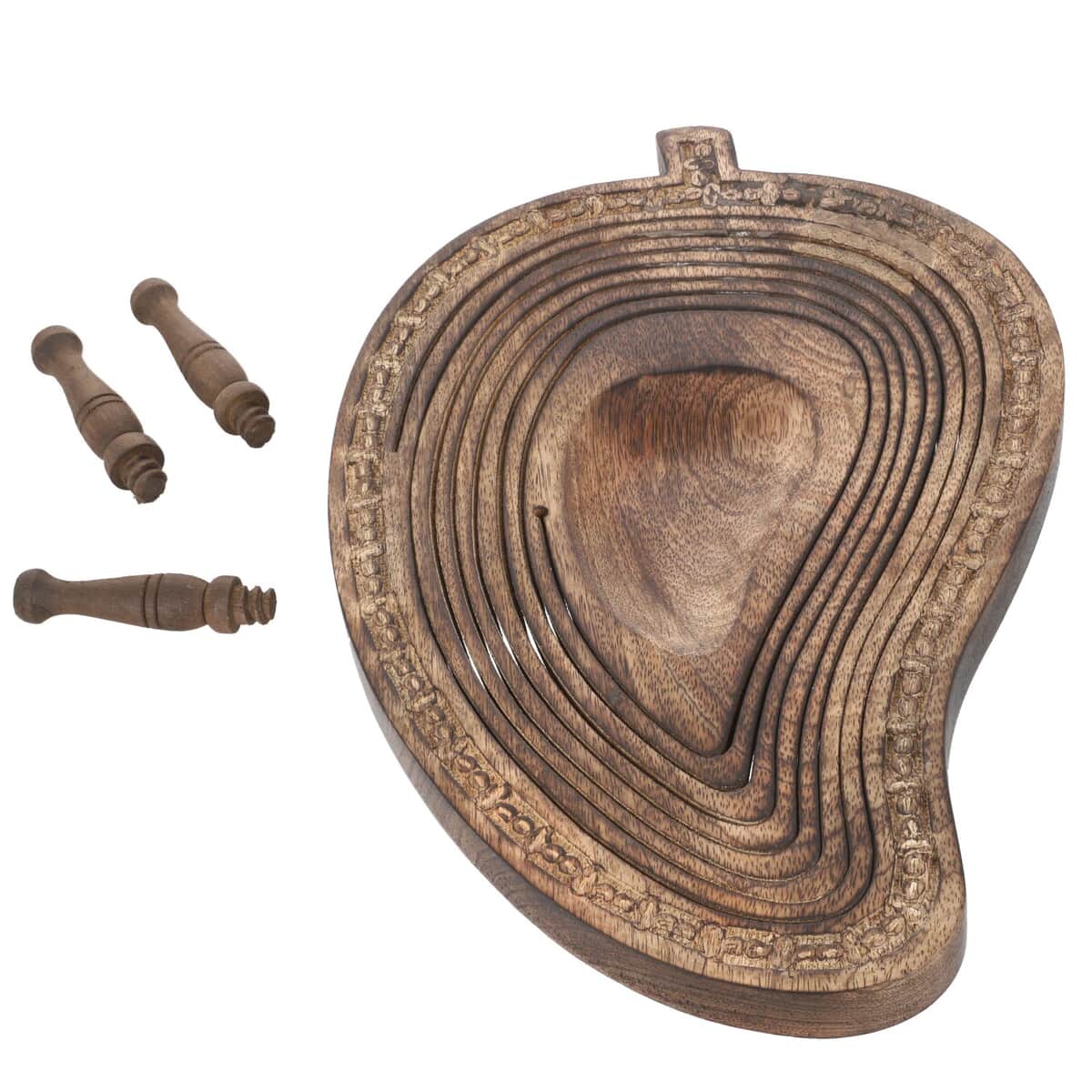 Mango Shape Hand carved Wooden Spring Tray with Small Legs, COLOR: Natural brown image number 0