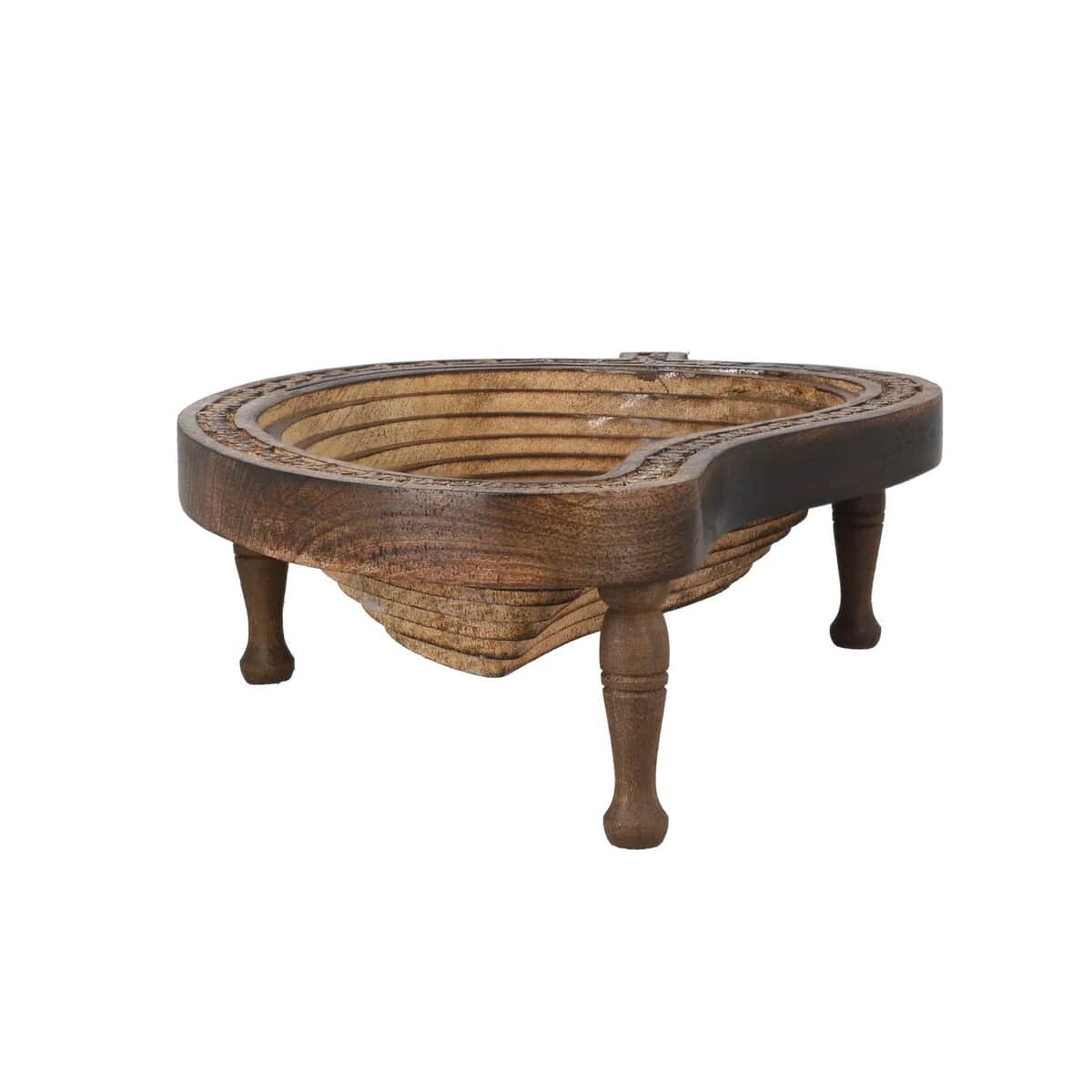 Mango Shape Hand carved Wooden Spring Tray with Small Legs, COLOR: Natural brown image number 5