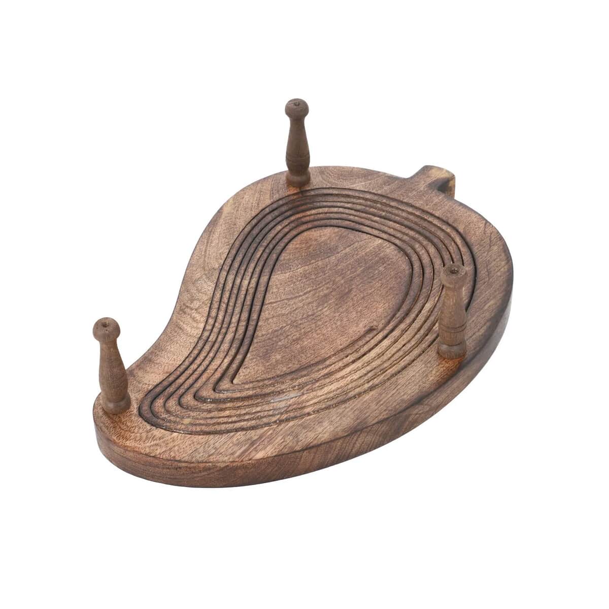 Mango Shape Hand carved Wooden Spring Tray with Small Legs, COLOR: Natural brown image number 6