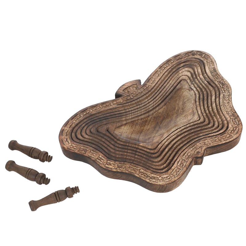 Butterfly Shape Hand Carved Mango Wood Spring Tray with Small Legs | Small Wooden Serving Tray for Party | Fruit or Dry Fruit Tray