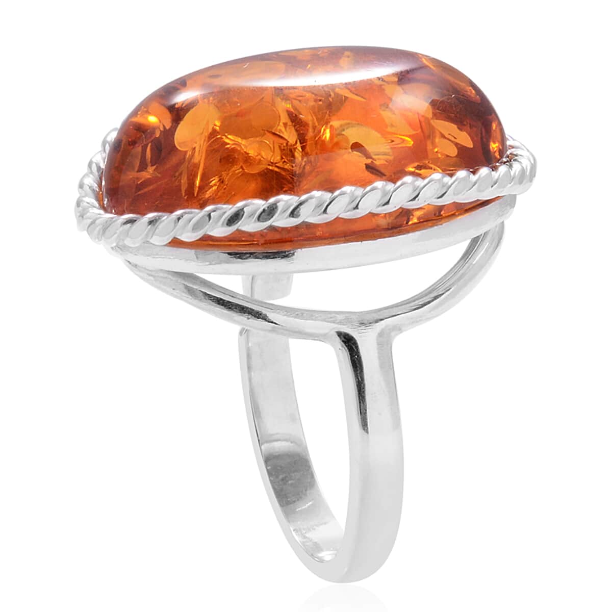 Baltic Amber Sterling Silver Bold Ring (Adjustable) TGW 13.500 cts. image number 1