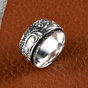 BALI LEGACY Sterling Silver Spinner Ring,Fidget Rings for Anxiety,Stress Relieving Anxiety Ring Band 4.25 g (Size 7)