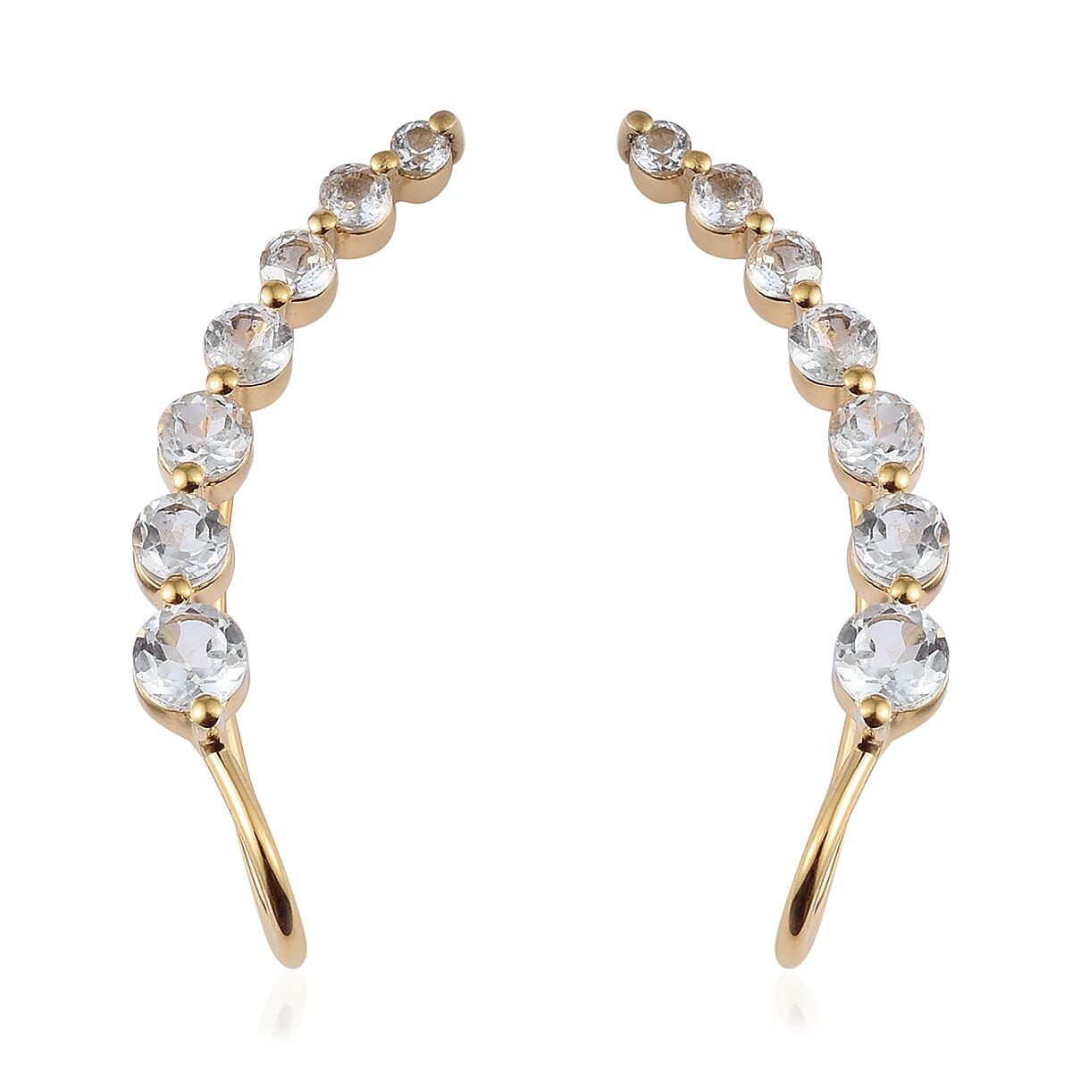 White Topaz Earrings in 14K Yellow Gold Over Sterling Silver