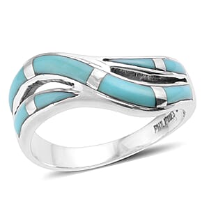 Santa Fe Style Kingman Turquoise Ring in Sterling Silver (Size 11.0) 6.95 ctw