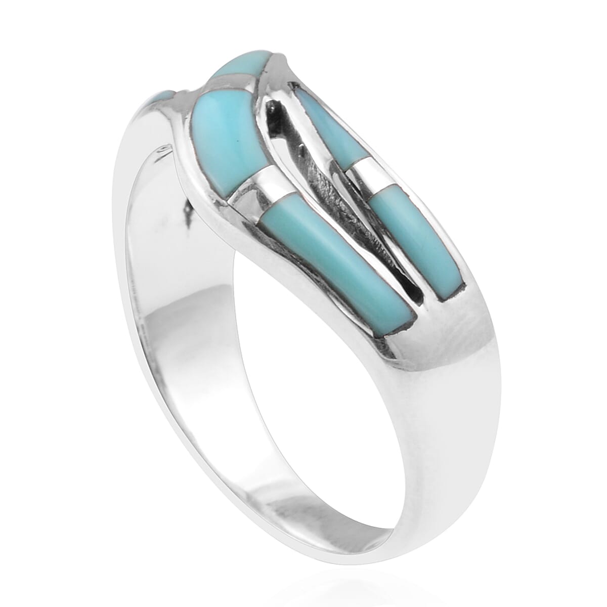 Santa Fe Style Kingman Turquoise Ring in Sterling Silver (Size 11.0) 6.95 ctw image number 1
