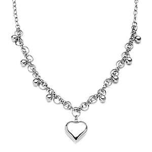 Heart Charm Necklace 24 inches in Stainless Steel