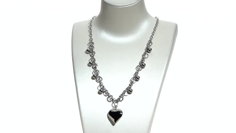 Stainless Steel Heart Charm Necklace 24 inch