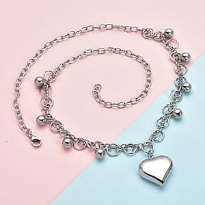 Heart Charm Necklace 24 inches in Stainless Steel