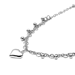 Heart Charm Necklace 24 inches in Stainless Steel