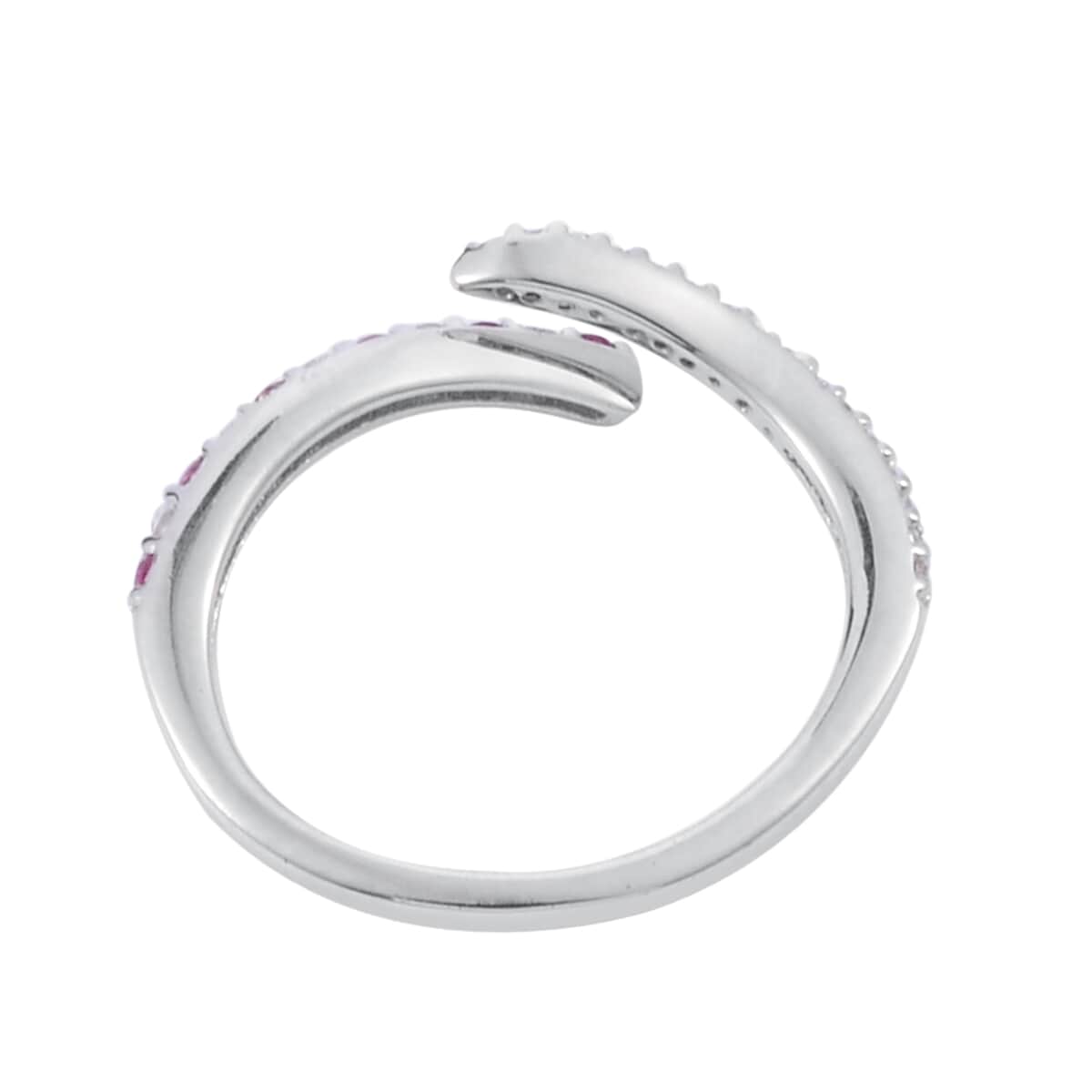 Lab Grown Ruby and Lab Grown White Sapphire Ring in Sterling Silver (Size 7.0) image number 2