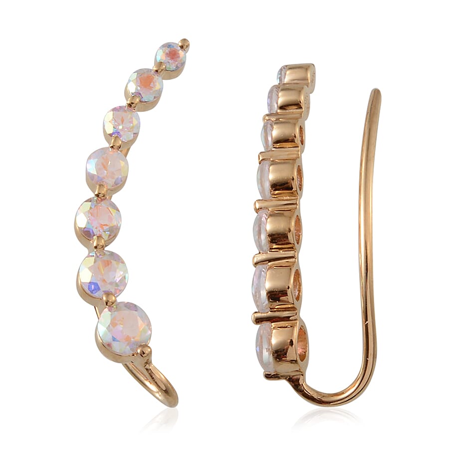 Twilight Topaz Ear Climber Earrings in 14K Yellow Gold Over Sterling Silver 5.00 ctw