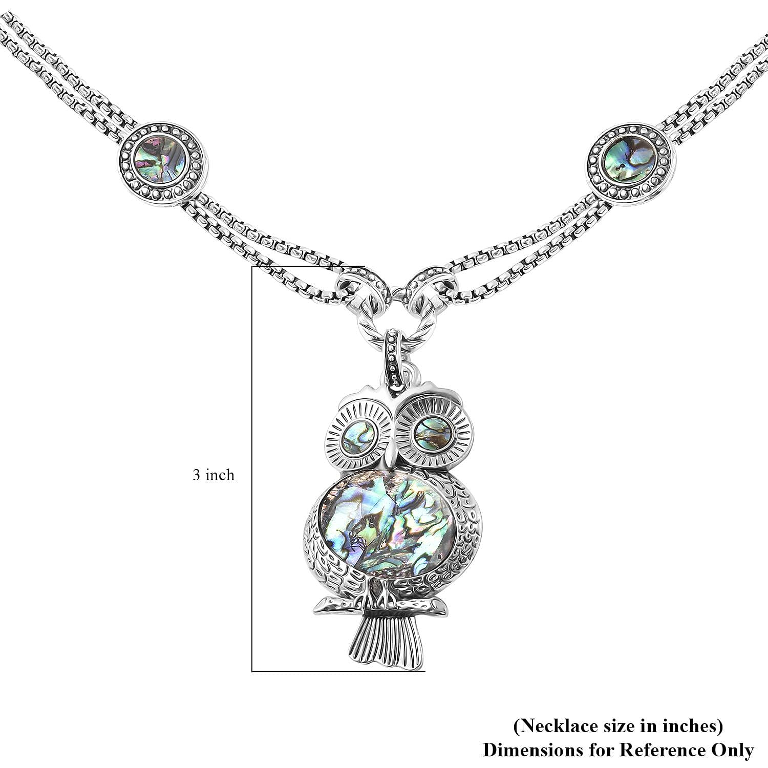 Abalone Shell Owl Necklace In Silvertone, Owl Pendant Necklace For Women, Abalone Shell Jewelry For Women