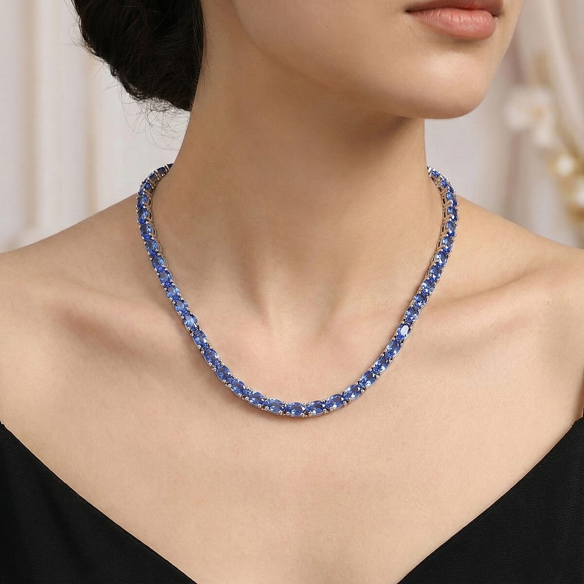 Tanzanite Platinum Over Sterling Silver Necklace (20 in) 24.00 ctw image number 2