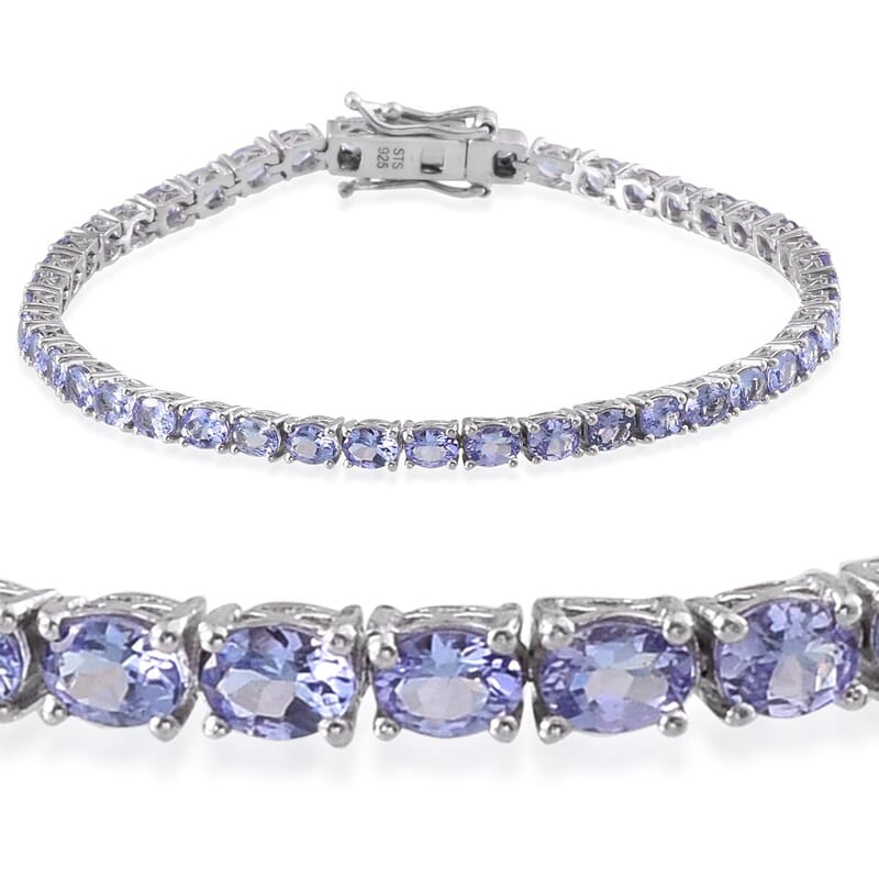Tanzanite Platinum Over Sterling Silver Bracelet (7.50 In) TGW 8.250 cts.