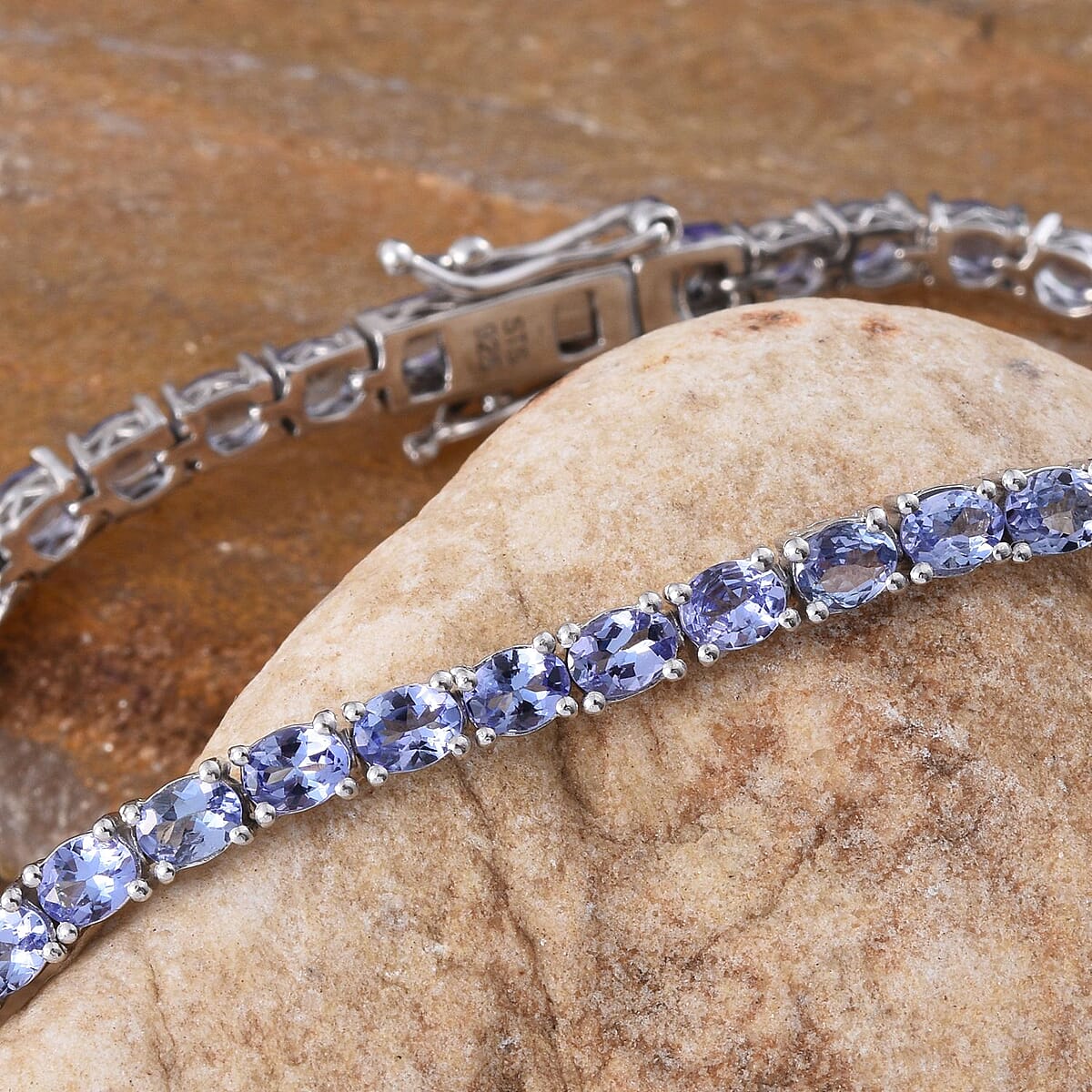 Tanzanite Platinum Over Sterling Silver Bracelet (7.50 In) TGW 8.250 cts. image number 1