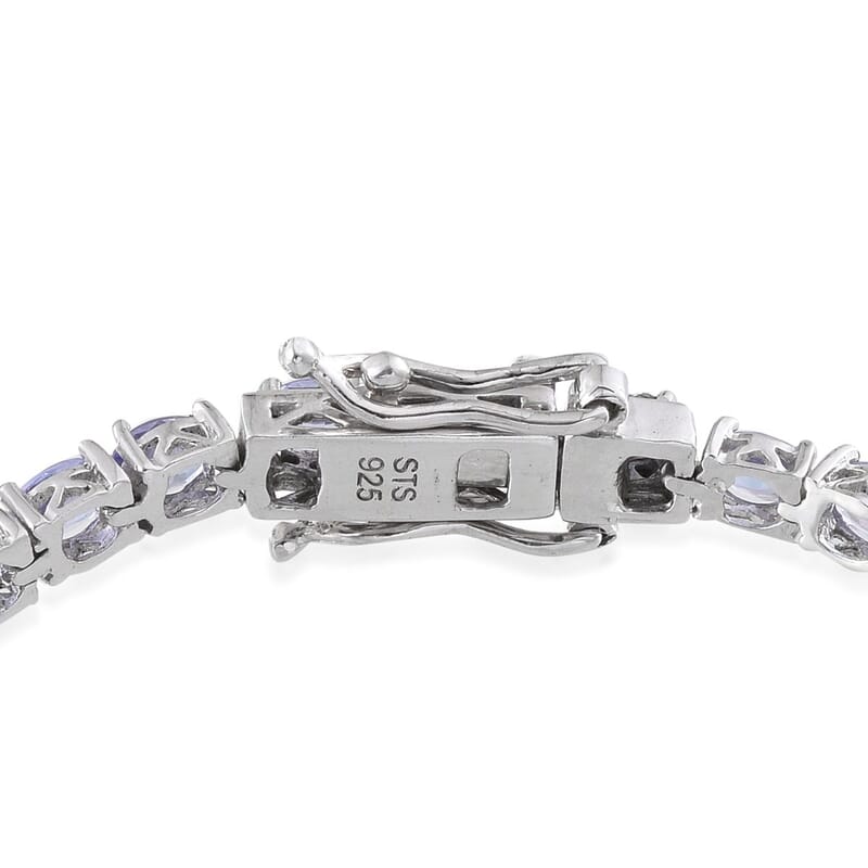 Tanzanite Platinum Over Sterling Silver Bracelet (7.50 In) TGW 8.250 cts.