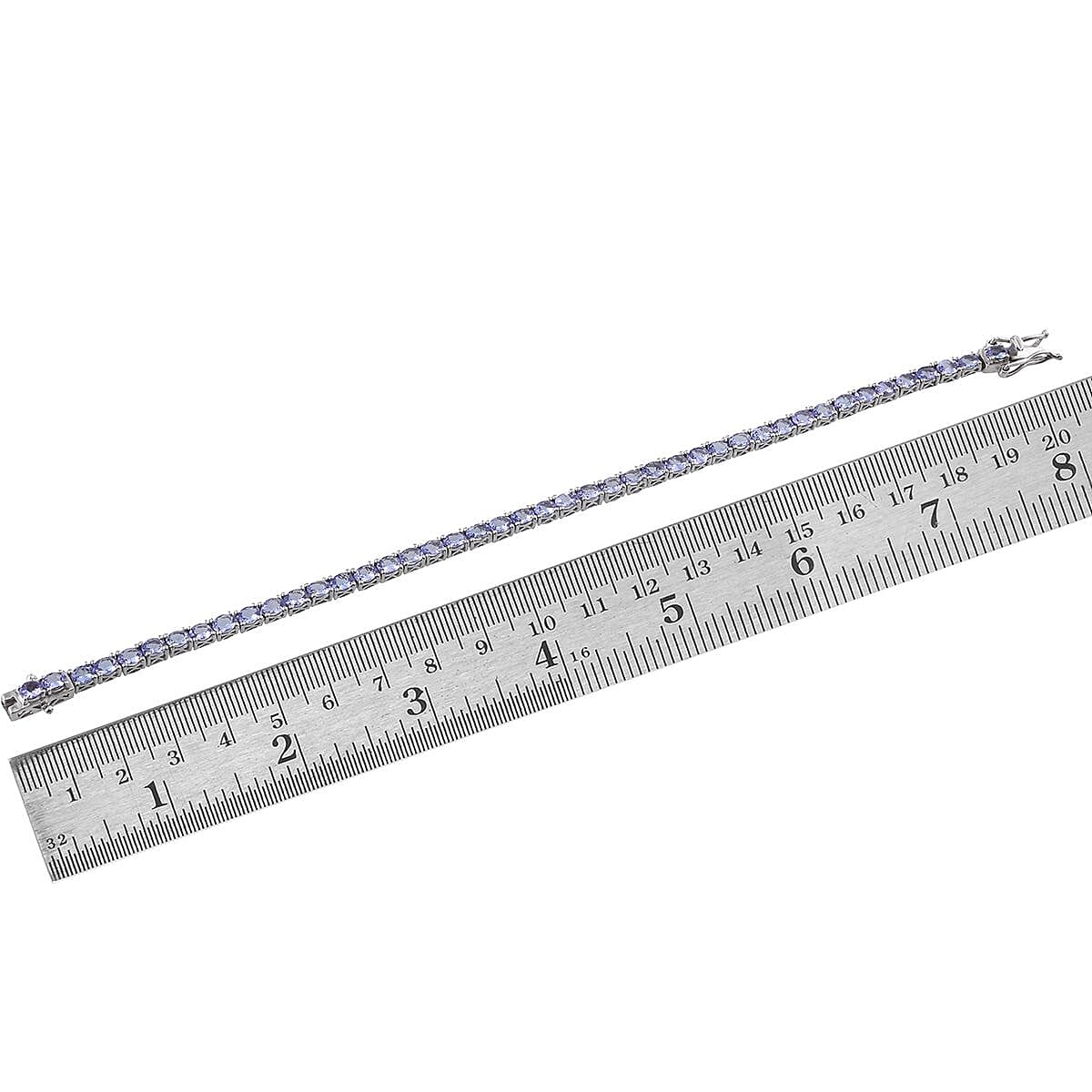 Tanzanite Platinum Over Sterling Silver Bracelet (7.50 In) TGW 8.250 cts. image number 3