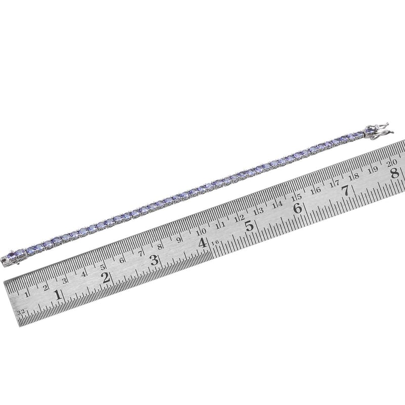 Tanzanite Platinum Over Sterling Silver Bracelet (7.50 In) TGW 8.250 cts.