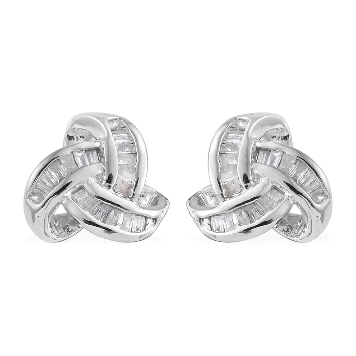 Diamond 0.25 ctw Knot Stud Earrings in Platinum Over Sterling Silver image number 0