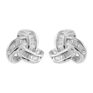 Diamond 0.25 ctw Knot Stud Earrings in Platinum Over Sterling Silver