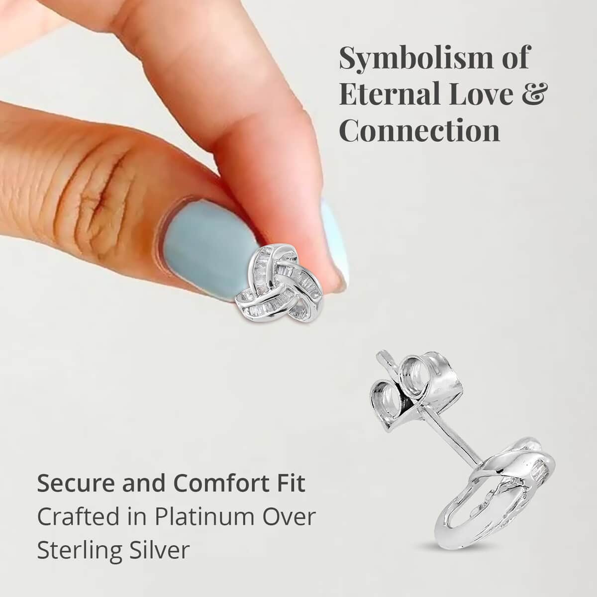 Diamond 0.25 ctw Knot Stud Earrings in Platinum Over Sterling Silver image number 3