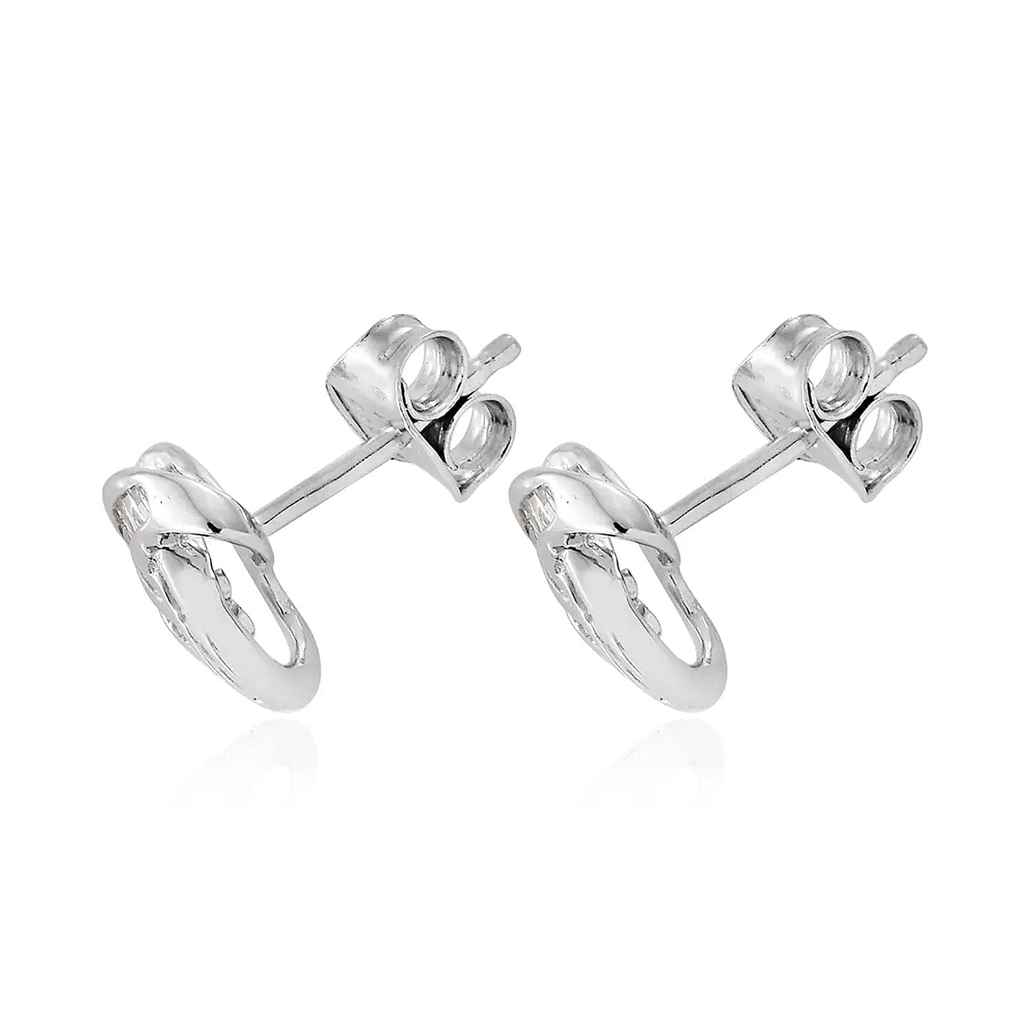 Diamond Knot Stud Earrings in Platinum Over Sterling Silver 0.25 ctw
