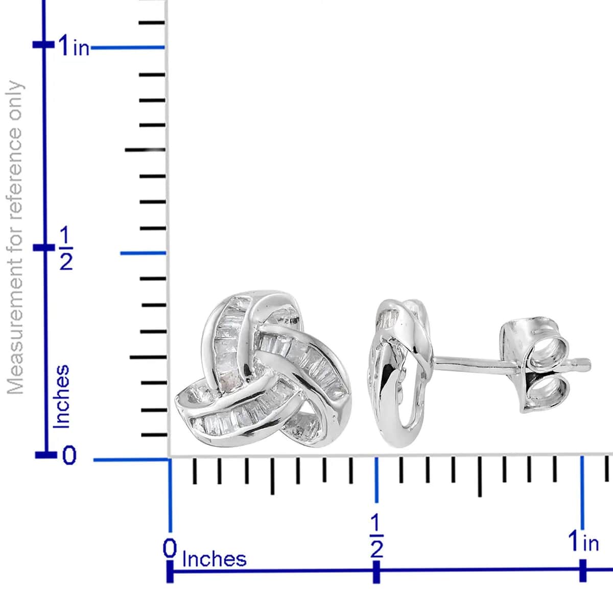 Diamond 0.25 ctw Knot Stud Earrings in Platinum Over Sterling Silver image number 6