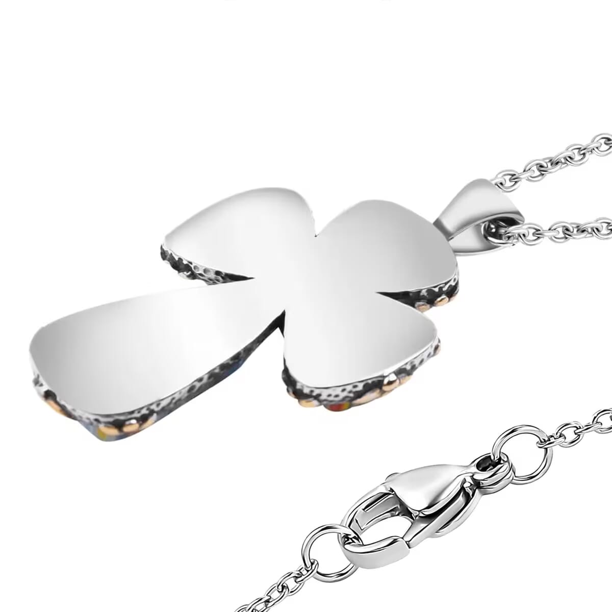 Multi Murano Style Cross Pendant Necklace For Women in ION Plated YG Stainless Steel 20 Inches image number 7