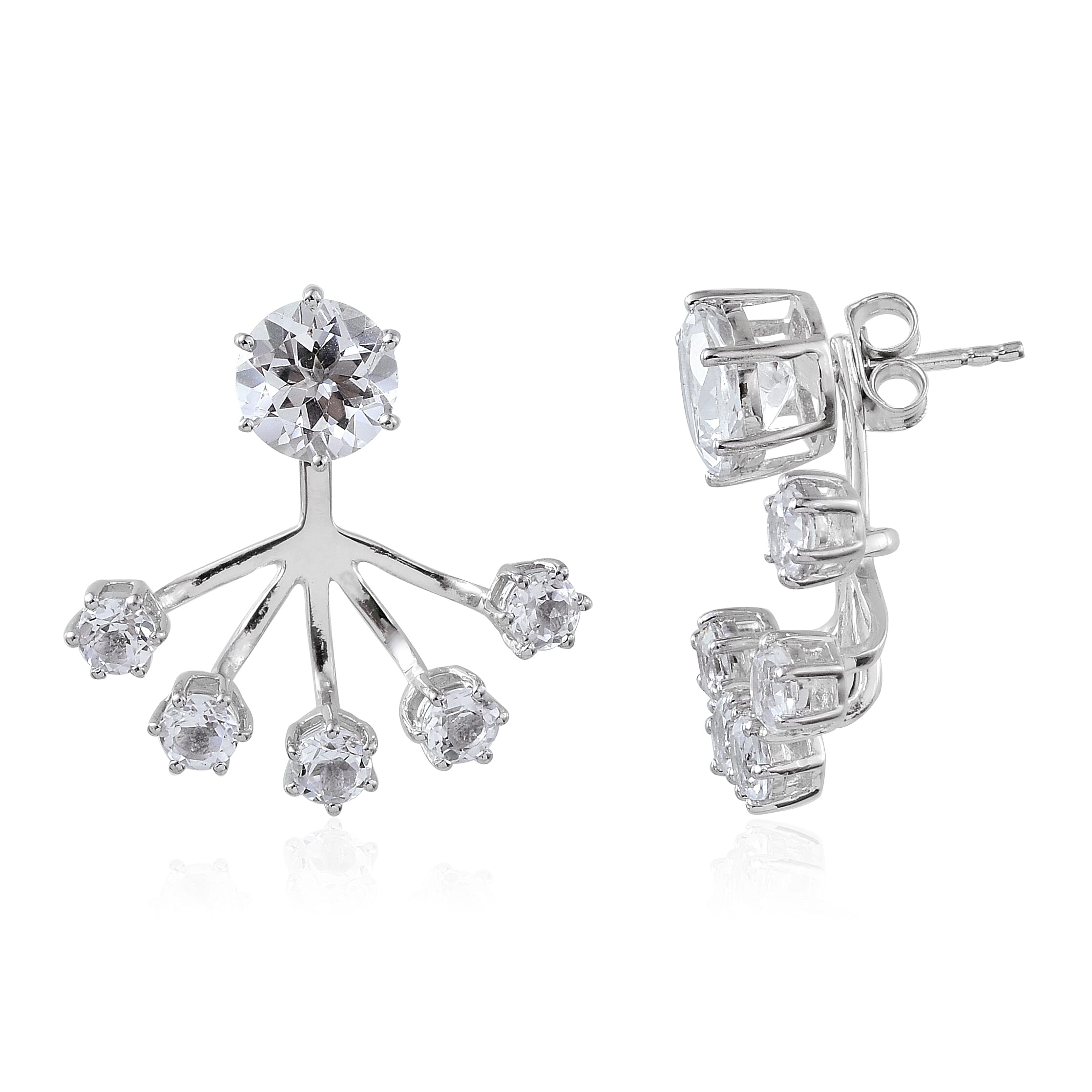 White Topaz Earrings in Sterling Silver 5.80 ctw