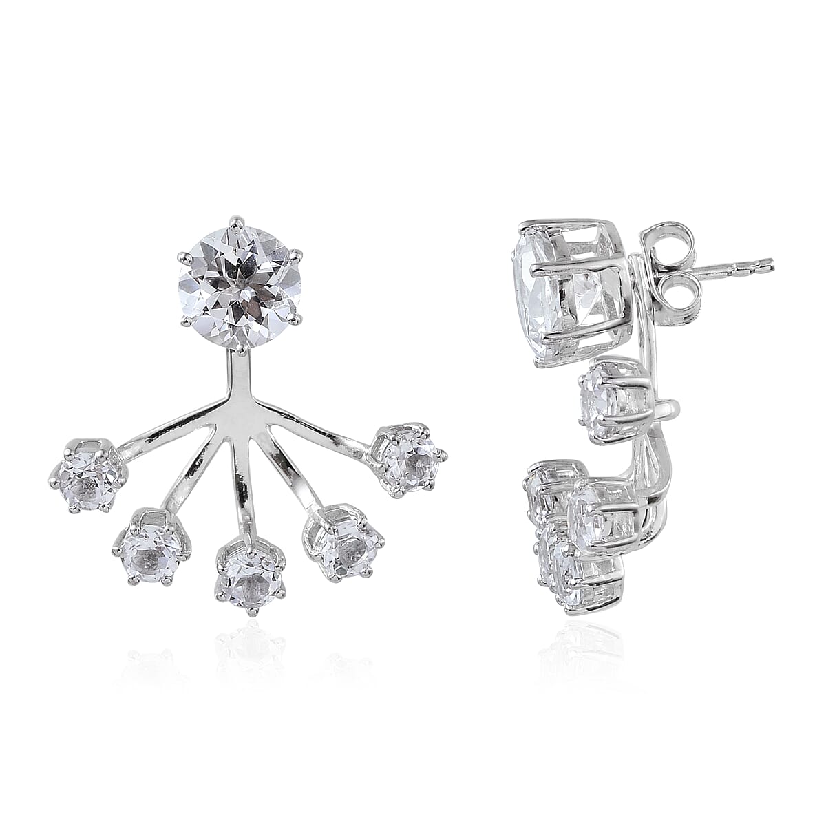 White Topaz 5.80 ctw Earrings in Sterling Silver image number 0