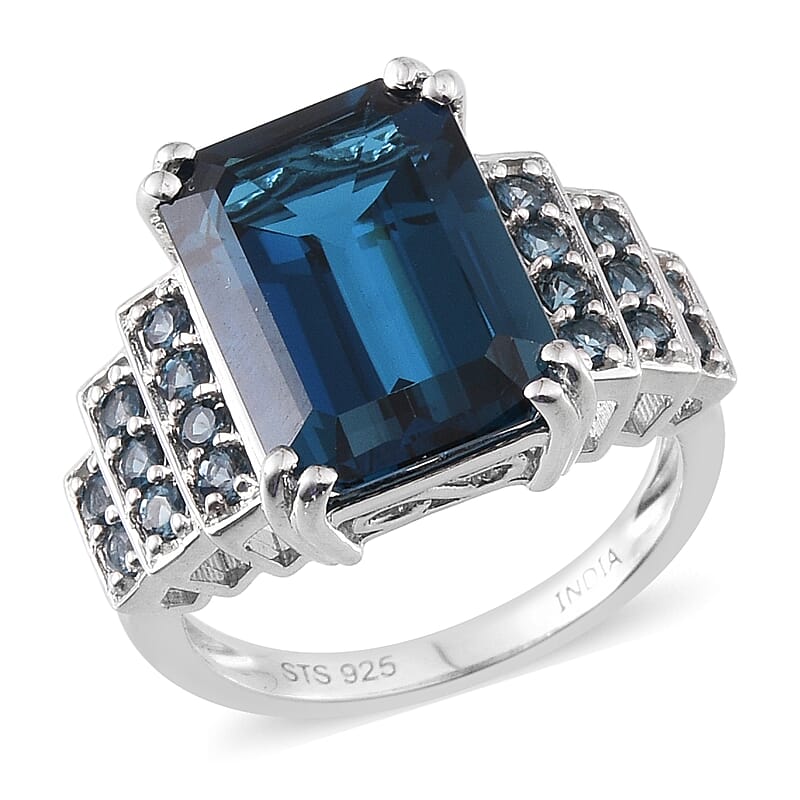 London Blue Topaz Ring in Sterling Silver (Size 7.0) 9.00 ctw