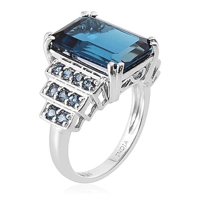 London Blue Topaz Ring in Sterling Silver (Size 7.0) 9.00 ctw