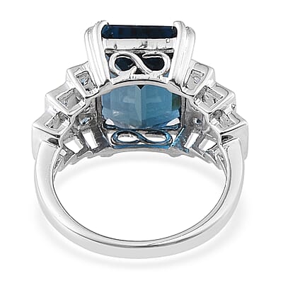 London Blue Topaz Ring in Sterling Silver (Size 7.0) 9.00 ctw