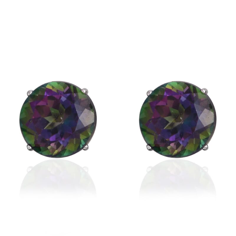 Mystic Green Topaz 4.25 ctw Earrings in 14K White Gold